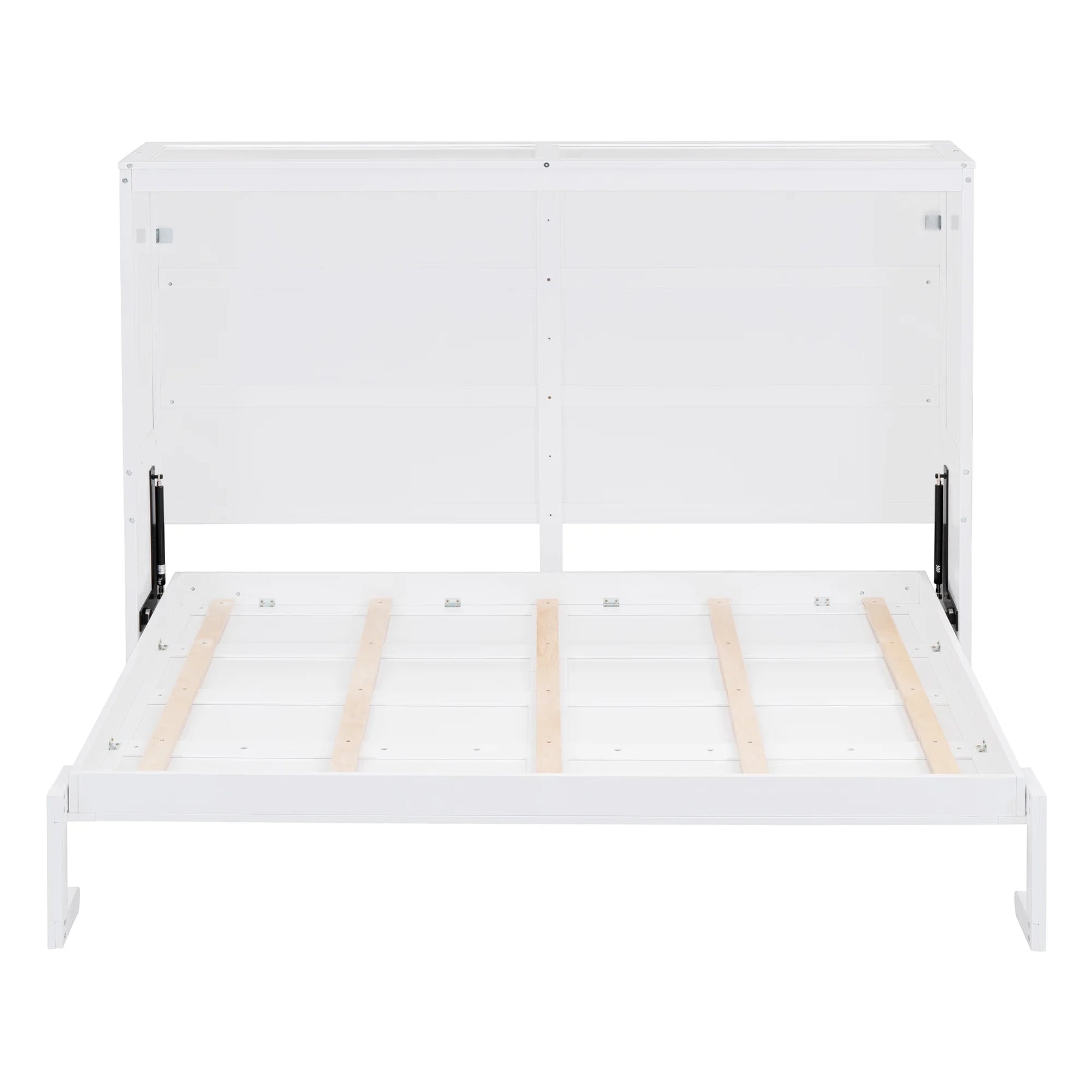Harper & Bright Designs Full Size Murphy Bed Space - Saving Foldable Wooden Wall Bed with a Shelf for Guest Room Home Office, Gray