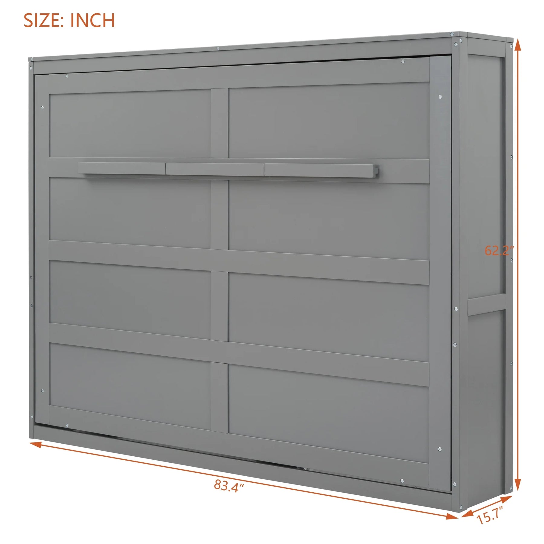 Harper & Bright Designs Full Size Murphy Bed Space - Saving Foldable Wooden Wall Bed with a Shelf for Guest Room Home Office, Gray