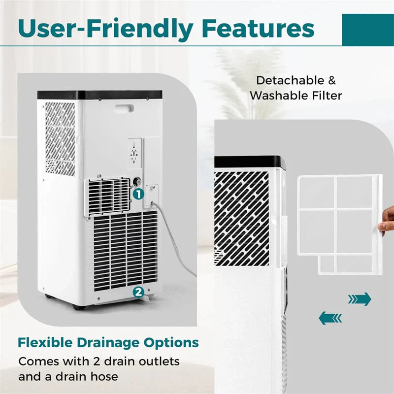 10000 BTU Portable Air Conditioner, 3-in-1 AC Unit with Fan & Dehumidifier, Remote Control, 24H Timer, Window Kit for Rooms up to 450 Sq.Ft