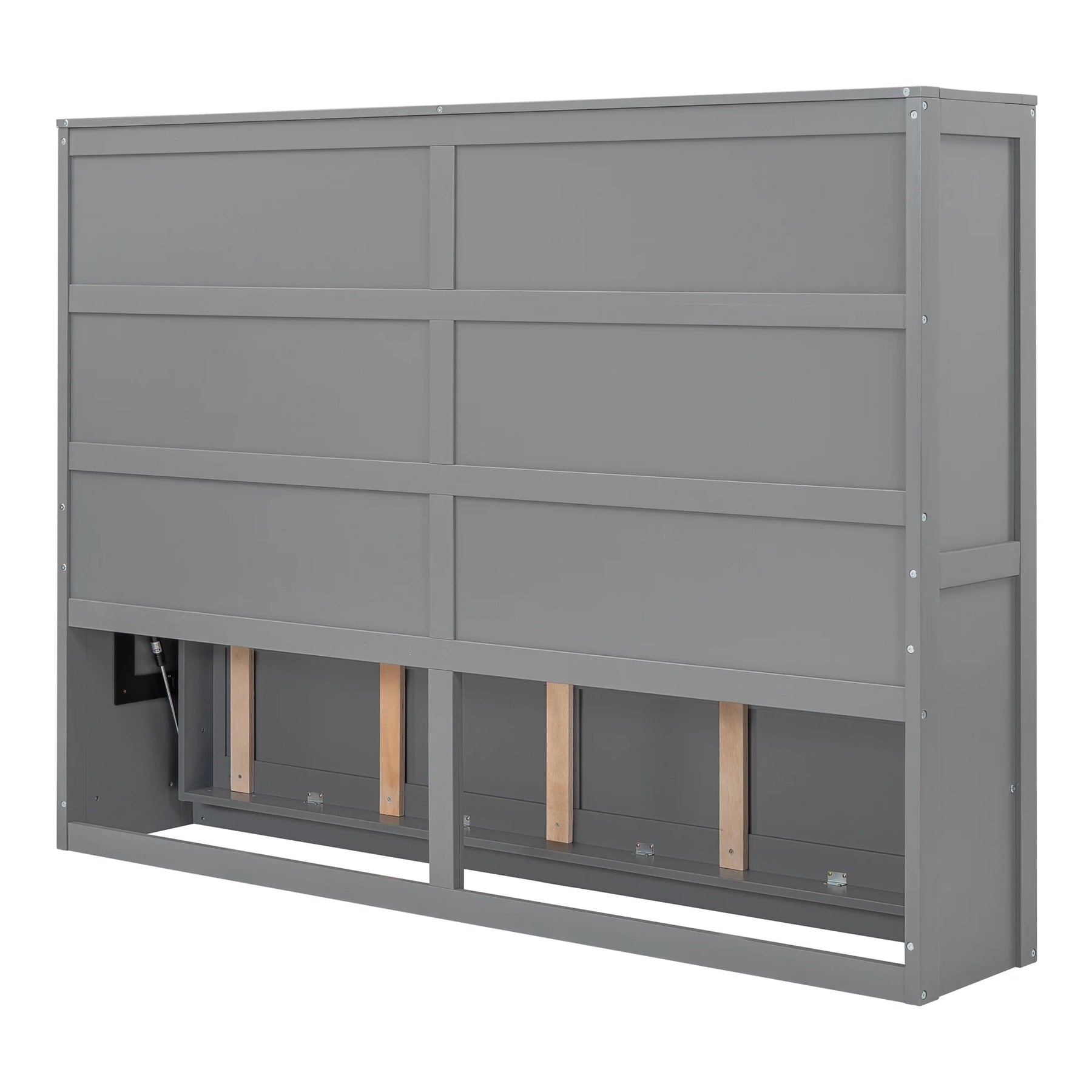 Harper & Bright Designs Full Size Murphy Bed Space - Saving Foldable Wooden Wall Bed with a Shelf for Guest Room Home Office, Gray