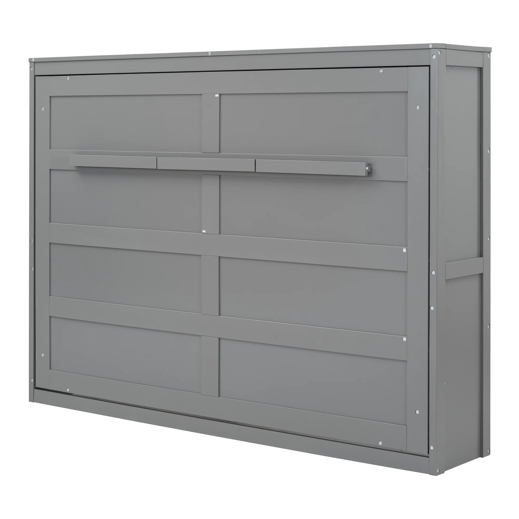 Harper & Bright Designs Full Size Murphy Bed Space - Saving Foldable Wooden Wall Bed with a Shelf for Guest Room Home Office, Gray