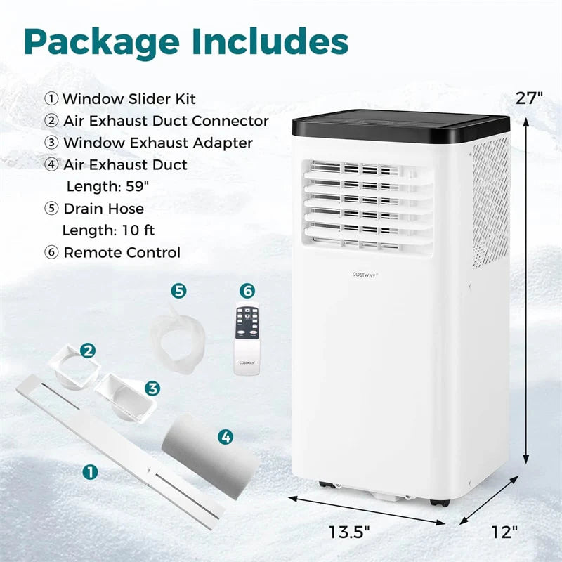10000 BTU Portable Air Conditioner, 3-in-1 AC Unit with Fan & Dehumidifier, Remote Control, 24H Timer, Window Kit for Rooms up to 450 Sq.Ft