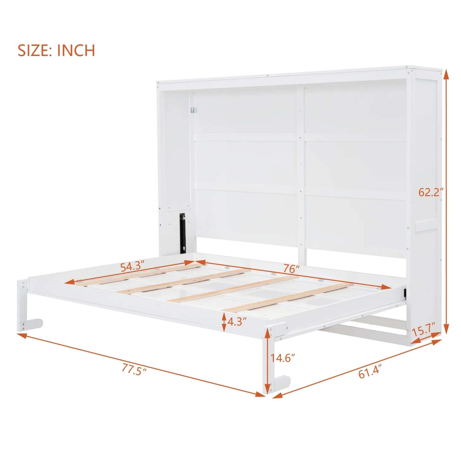 Harper & Bright Designs Full Size Murphy Bed Space - Saving Foldable Wooden Wall Bed with a Shelf for Guest Room Home Office, Gray