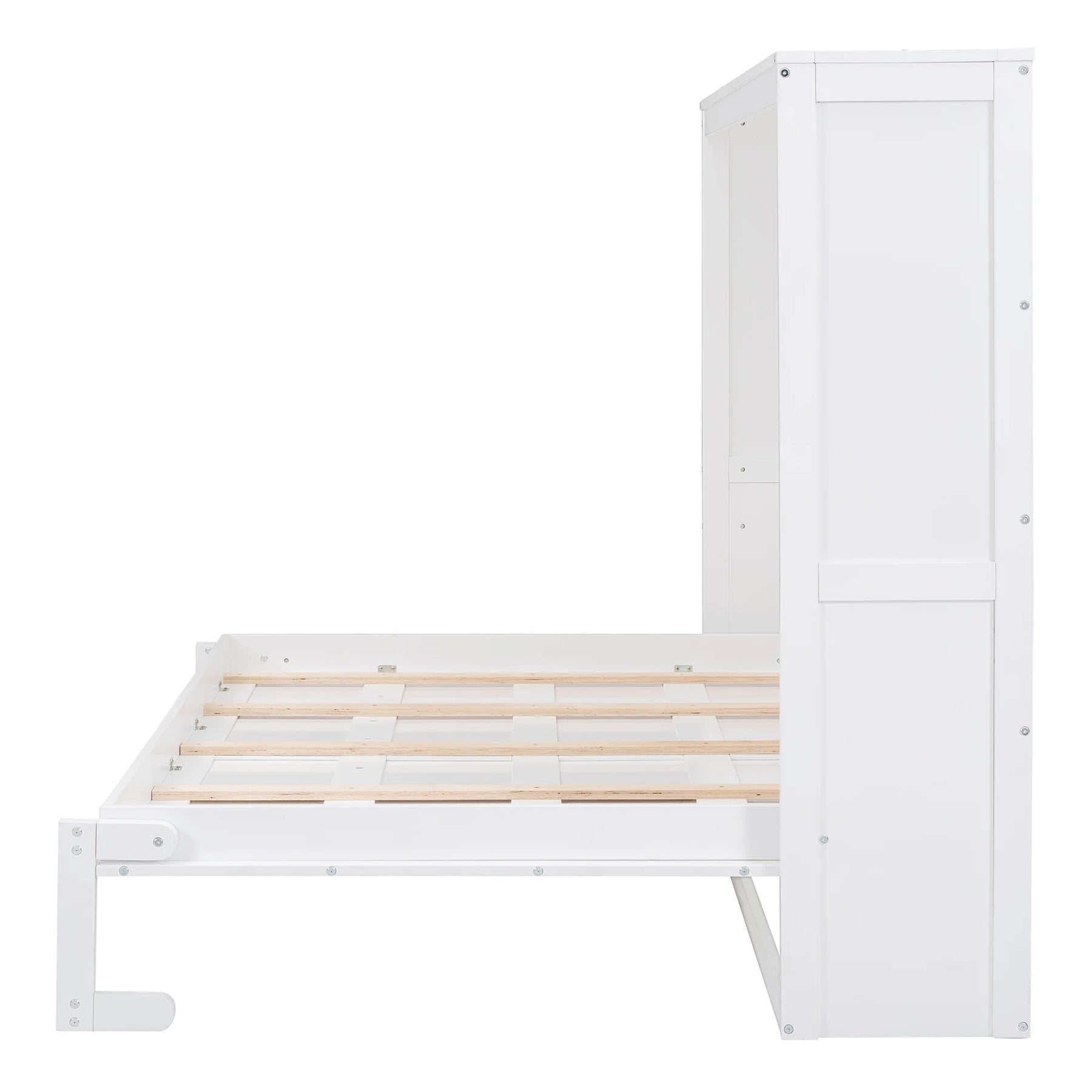 Harper & Bright Designs Full Size Murphy Bed Space - Saving Foldable Wooden Wall Bed with a Shelf for Guest Room Home Office, Gray