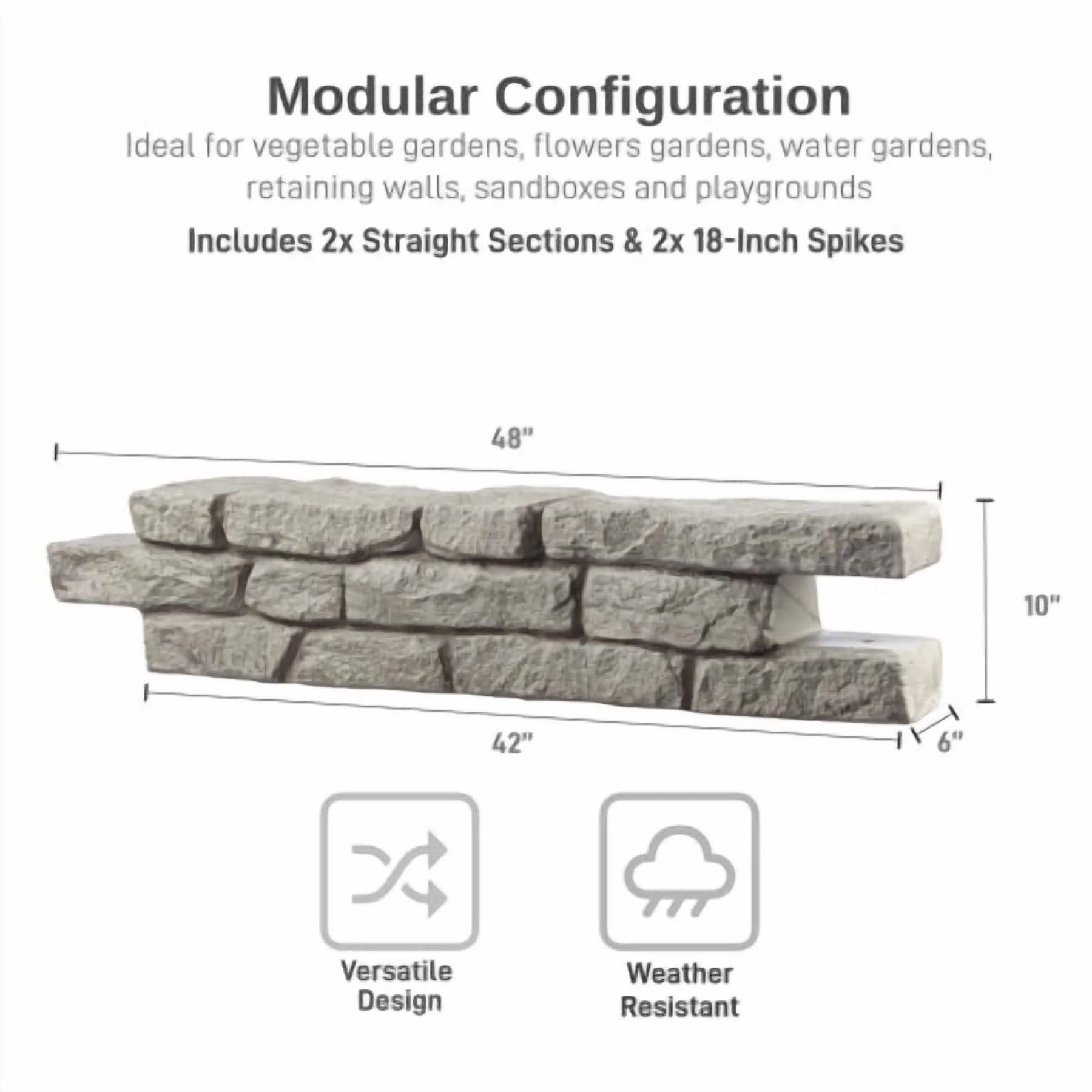 RTS Home Accents Rock Lock Raised Garden Bed Straight Rock (Pack of 2)